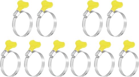 uxcell 5Pcs Stainless Steel Hose Clamps Worm Gear Hose Clamp, 27-51mm(1-1/16" to 2") Adjustable Thumb Screw Key Type Clamps Fuel Line Clamps 8mm Bandwidth for Plumbing, Yellow in Saudi Arabia