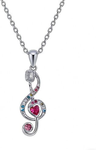 Music Note Necklace Music Pendant Necklace Microphone Jewelry CZ Singing Lover Gifts for Women Mom in Saudi Arabia
