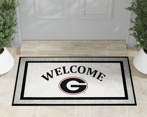 KH Sports Fan 18x30 Gray Georgia Bulldogs Welcome Doormat NCAA Rug in Saudi Arabia
