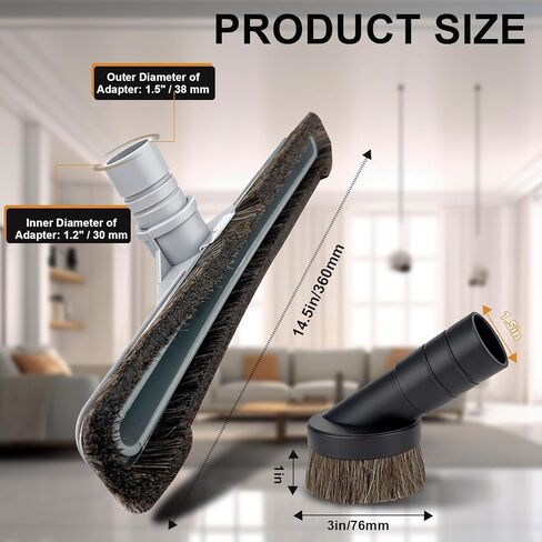 فرشاة أرضية هورسهير متوافقة مع حقيبة الظهر ProTeam Vacuum ومكنسة هوفر C2401، ملحق مقاس 14 بوصة للمنظف التجاري + فرشاة غبار مستديرة مقاس 3 بوصات، الجزء رقم 101446 in Kuwait