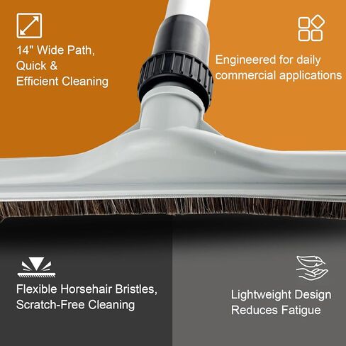 فرشاة أرضية هورسهير متوافقة مع حقيبة الظهر ProTeam Vacuum ومكنسة هوفر C2401، ملحق مقاس 14 بوصة للمنظف التجاري + فرشاة غبار مستديرة مقاس 3 بوصات، الجزء رقم 101446 in Kuwait
