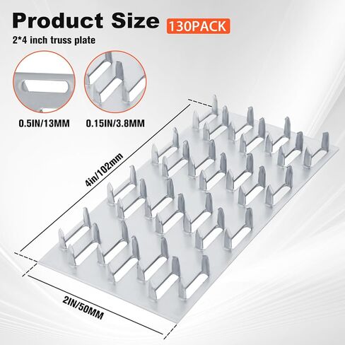 130 Pack 2"x4" Pronged Truss Plate, Truss Brackets with Galvanized Steel Fork Tooth, Mending Plates for Wood Trusses Construction in Saudi Arabia
