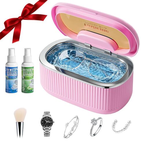 Ultrasonic Cleaner with LED Lights and Adjustable Power for Denture Retainer Glasses Watch Professional Ultrasonic Jewelry Cleaner Machine with Digital Timer and Degas for Ring Necklace Earring in Kuwait
