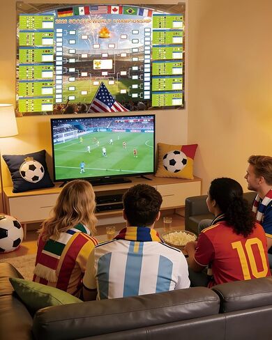 GAMSOD 2026 World Cup Schedule Poster – 39x59 Inches Tournament Bracket Wall Chart with Reusable National Flags Sticker& Hooks, DIY Predict Game Results, Great Soccer Fan Gift for Game Day Party in Saudi Arabia