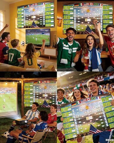 GAMSOD 2026 World Cup Schedule Poster – 39x59 Inches Tournament Bracket Wall Chart with Reusable National Flags Sticker& Hooks, DIY Predict Game Results, Great Soccer Fan Gift for Game Day Party in Saudi Arabia