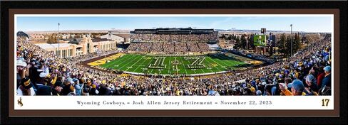 Wyoming Football, Josh Allen Jersey Retirement - Double Mat, Deluxe Framed College Print by Blakeway Panoramas in Saudi Arabia