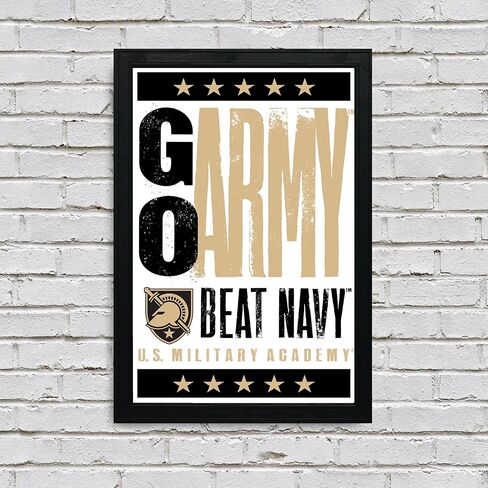 Limited Edition Army Black Knights Go Army Beat Navy Letterpress Poster Art Print - 13x19" (Add Black Frame) in Saudi Arabia