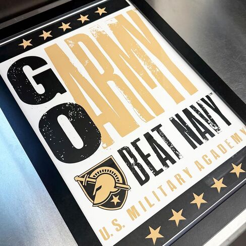 Limited Edition Army Black Knights Go Army Beat Navy Letterpress Poster Art Print - 13x19" (Add Black Frame) in Saudi Arabia