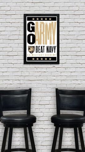 Limited Edition Army Black Knights Go Army Beat Navy Letterpress Poster Art Print - 13x19" (Add Black Frame) in Saudi Arabia