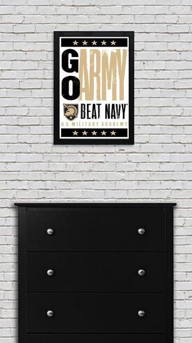 Limited Edition Army Black Knights Go Army Beat Navy Letterpress Poster Art Print - 13x19" (Add Black Frame) in Saudi Arabia