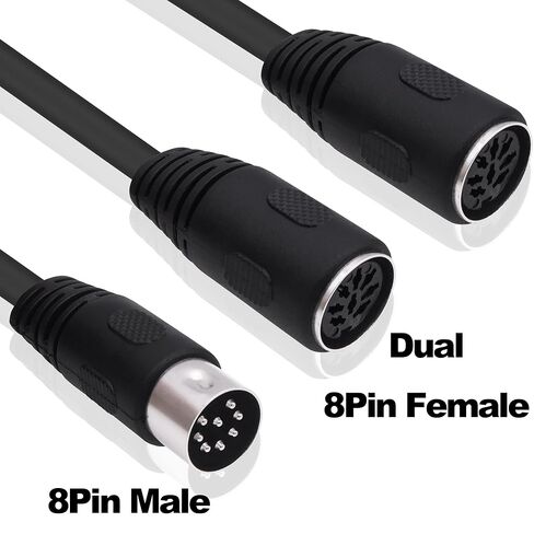 MIDI DIN 8 Pin Splitter Y Cable Adapter 8pin DIN 1 Male to 2 Female Extension Cord Wire for MIDI Keyboard Electric Piano TV Monitor Projecto-30cm/11.8in in Saudi Arabia