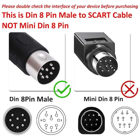 MIDI DIN 8 Pin Splitter Y Cable Adapter 8pin DIN 1 Male to 2 Female Extension Cord Wire for MIDI Keyboard Electric Piano TV Monitor Projecto-30cm/11.8in in Saudi Arabia