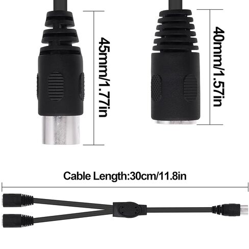 MIDI DIN 8 Pin Splitter Y Cable Adapter 8pin DIN 1 Male to 2 Female Extension Cord Wire for MIDI Keyboard Electric Piano TV Monitor Projecto-30cm/11.8in in Saudi Arabia