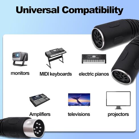 MIDI DIN 8 Pin Splitter Y Cable Adapter 8pin DIN 1 Male to 2 Female Extension Cord Wire for MIDI Keyboard Electric Piano TV Monitor Projecto-30cm/11.8in in Saudi Arabia
