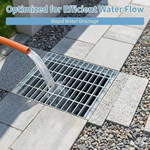 Outdoor Galvanized Steel Drain Grate, 6600 lb Heavy Duty Metal Catch Basin Grate for 28x28 Inch Class Channel Grate, Rust-Resistant Square Drainage Grates for Garage, Sewer, Dowmspout, Driveway in Kuwait
