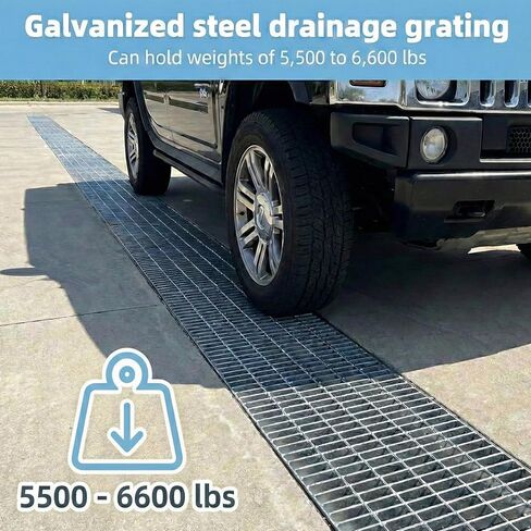 Outdoor Galvanized Steel Drain Grate, 6600 lb Heavy Duty Metal Catch Basin Grate for 28x28 Inch Class Channel Grate, Rust-Resistant Square Drainage Grates for Garage, Sewer, Dowmspout, Driveway in Kuwait