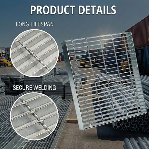 Outdoor Galvanized Steel Drain Grate, 6600 lb Heavy Duty Metal Catch Basin Grate for 28x28 Inch Class Channel Grate, Rust-Resistant Square Drainage Grates for Garage, Sewer, Dowmspout, Driveway in Kuwait
