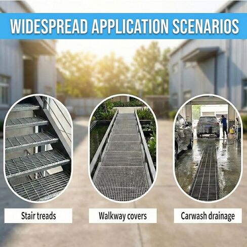 Outdoor Galvanized Steel Drain Grate, 6600 lb Heavy Duty Metal Catch Basin Grate for 28x28 Inch Class Channel Grate, Rust-Resistant Square Drainage Grates for Garage, Sewer, Dowmspout, Driveway in Kuwait