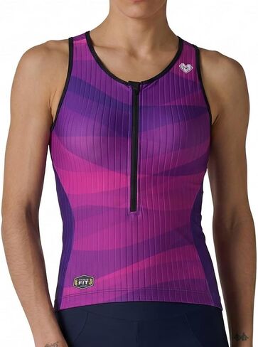 MY KILOMETRE Womens Triathlon Top Tri Singlet Racerback Performance Triathlon Top with Back Pockets in Kuwait