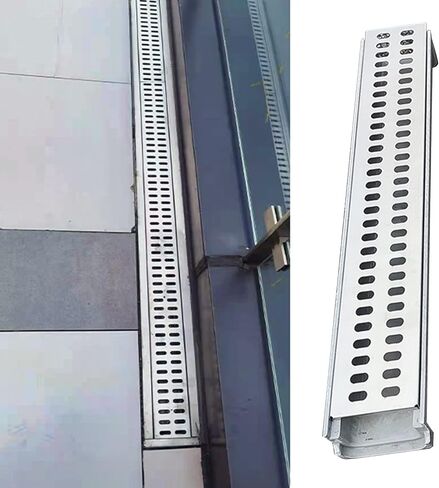 Drainage Channels and Grating, Low Profile Storm Drain Cover/Floor Trench Systems Easy to Cut, with Stainless Steel Grates & U Shaped Resin Channel (Color : A) in Saudi Arabia