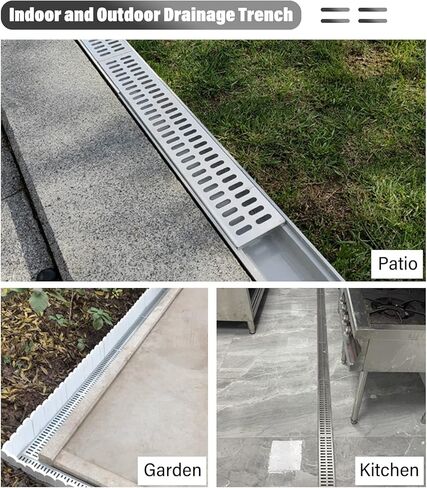 Drainage Channels and Grating, Low Profile Storm Drain Cover/Floor Trench Systems Easy to Cut, with Stainless Steel Grates & U Shaped Resin Channel (Color : A) in Saudi Arabia