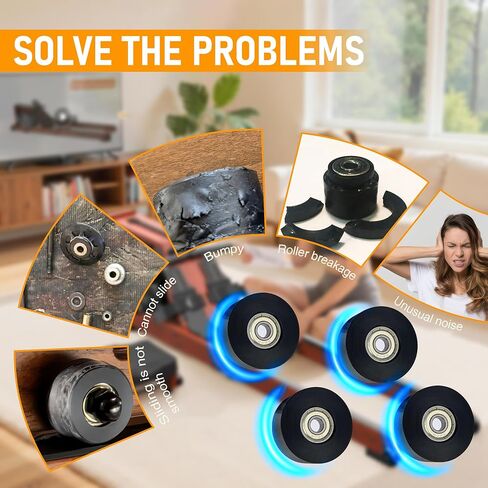 Upgraded Machined Wheels/Rollers Compatible with Rowing Machine,Water Rower Seat Attachment,Exercise Machine Parts Accesory,The Bearing Bore Diameter is 5/16 Inch,4Pcs in Kuwait