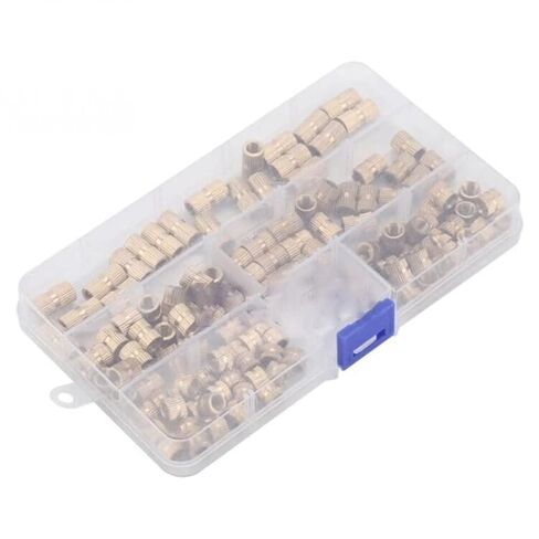 غسالات Qinlu-M2 M2.5 M3 M4 M5 M6 النحاس إدراج عمود عزل الجوز حقن صب Knurl إدراج الجوز عدة خيط مخرش إدراج المكسرات، لإصلاح المصانع (170 قطعة-M4) in Kuwait