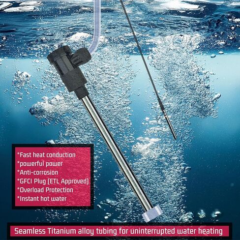 2000W Titanium Immersion Pool & Bathtub Water Heater Portable Electric Submersible Heater with Temp Control & GFCI for Hot Tubs, Above-Ground Pools, Inflatable Pools, baptismal pool and pond in Kuwait