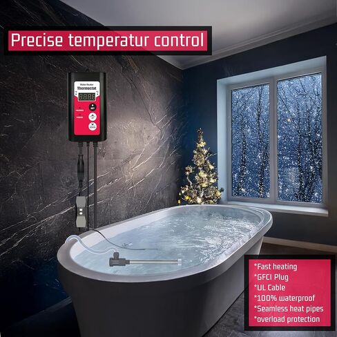 2000W Titanium Immersion Pool & Bathtub Water Heater Portable Electric Submersible Heater with Temp Control & GFCI for Hot Tubs, Above-Ground Pools, Inflatable Pools, baptismal pool and pond in Kuwait