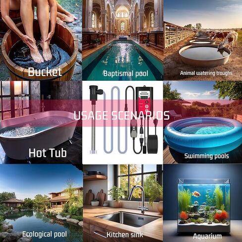 2000W Titanium Immersion Pool & Bathtub Water Heater Portable Electric Submersible Heater with Temp Control & GFCI for Hot Tubs, Above-Ground Pools, Inflatable Pools, baptismal pool and pond in Kuwait