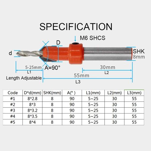 Adjustable Counterbore, Steel Alloy Drill Bit Set, Efficient Counterbore Drill with Hex Key, for Drilling Rig, Hand Drill, Charging Drill, Drill bit Reamer Set for Woodworking in Saudi Arabia