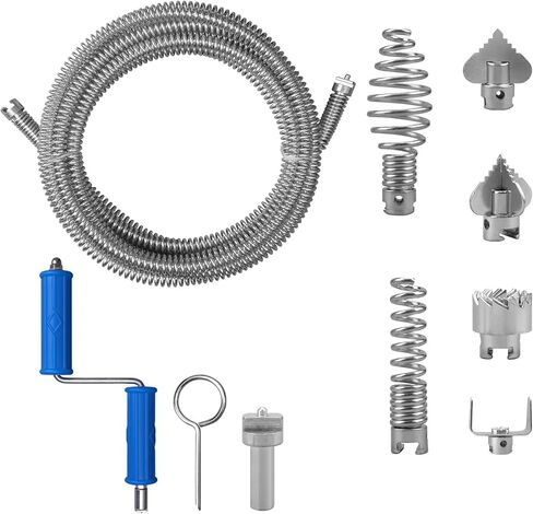 ثعبان الصرف الصحي، أوجير الصرف مع ملحق المثقاب، 16.4 قدم × 12 مم، ثعبان السباكة ذو التغذية التلقائية، مزيل انسداد تصريف الشعر المرن للمطبخ، الحمام وحوض الدش in Kuwait