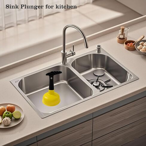 حوض صغير ومكبس تصريف بمقبض قصير - كوب مطاطي عالي التحمل وقبضة مريحة لشفط قوي، وفك المصارف البطيئة في الأحواض والأحواض والاستحمام والحمامات والمطابخ وتصميم مدمج وموفر للمساحة in Kuwait