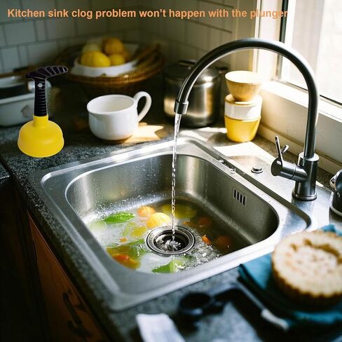 حوض صغير ومكبس تصريف بمقبض قصير - كوب مطاطي عالي التحمل وقبضة مريحة لشفط قوي، وفك المصارف البطيئة في الأحواض والأحواض والاستحمام والحمامات والمطابخ وتصميم مدمج وموفر للمساحة in Kuwait