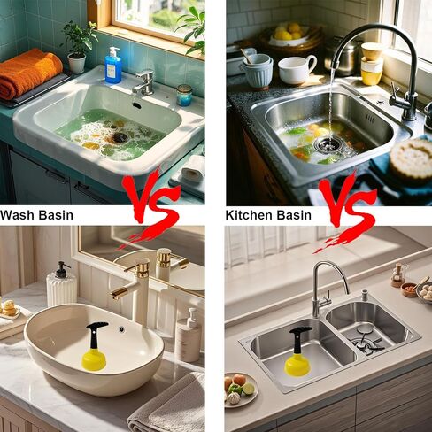 حوض صغير ومكبس تصريف بمقبض قصير - كوب مطاطي عالي التحمل وقبضة مريحة لشفط قوي، وفك المصارف البطيئة في الأحواض والأحواض والاستحمام والحمامات والمطابخ وتصميم مدمج وموفر للمساحة in Kuwait