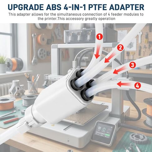 Upgrade ABS 4-in-1 PTFE Adapter Replacement for Bambu Lab A1/A1mini 3D Printer Accessories,Excellent AMS Tubing Connectors in Saudi Arabia