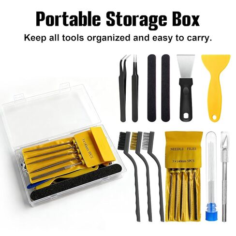 36Pcs 3D Printer Tools Kit with Transparent Storage Box, 3D Printer Accessories with Cutter, Tweezers, Scrapers, Brushes, Metal Files and Grinding Rods for 3D Printing Tasks and Cleaning in Saudi Arabia