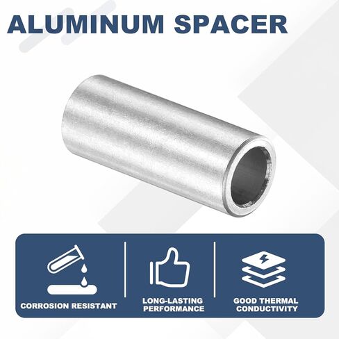 uxcell 10Pcs Aluminum Spacer 3/8" OD x 1/4" ID x 15/16" Length Screw Standoff Bushing Plain Finish Unthreaded Round Metal Spacer for Screws Bolts and Rods, Silver in Saudi Arabia