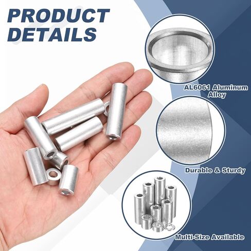 uxcell 10Pcs Aluminum Spacer 3/8" OD x 1/4" ID x 15/16" Length Screw Standoff Bushing Plain Finish Unthreaded Round Metal Spacer for Screws Bolts and Rods, Silver in Saudi Arabia