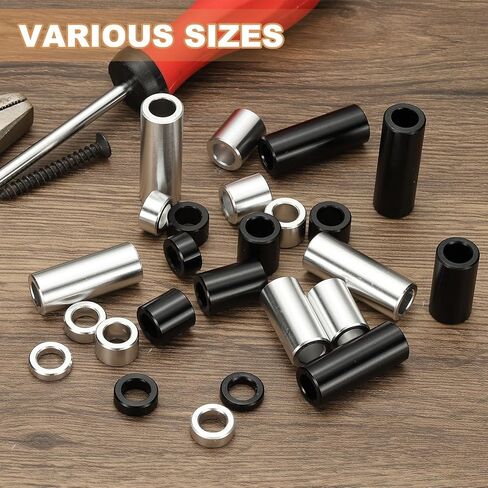 PATIKIL 6PCS Aluminum Spacers, 1/4" x 1/2" Metal Spacers Aluminum 1-1/2" L Spacer Screw Standoff Round Unthreaded Standoff Bushing for 1/4inch Screw Bolts, Black Black in Saudi Arabia