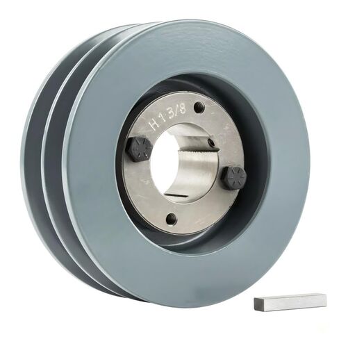 2BK52H/H1-3/8 Compressor 5" Dual Groove Pulley 2 Belt B Section 5L - for Masterdrive Air Compressor Power Transmission Part - Cast Iron Pulley Replacement - w/ 1-3/8" Sheave Bushing Gray Solid Steel in Saudi Arabia