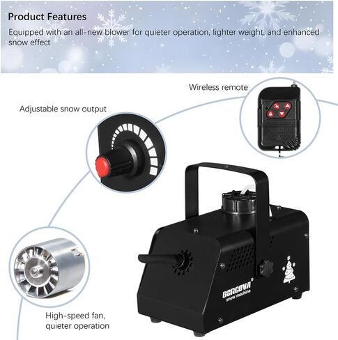ماكينة ثلج احترافية مع جهاز تحكم عن بعد لاسلكي، معدن أسود، مخرج قابل للتعديل لعيد الميلاد، العروض المسرحية، الحفلات، حفلات الزفاف in Kuwait