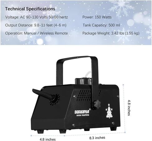 ماكينة ثلج احترافية مع جهاز تحكم عن بعد لاسلكي، معدن أسود، مخرج قابل للتعديل لعيد الميلاد، العروض المسرحية، الحفلات، حفلات الزفاف in Kuwait