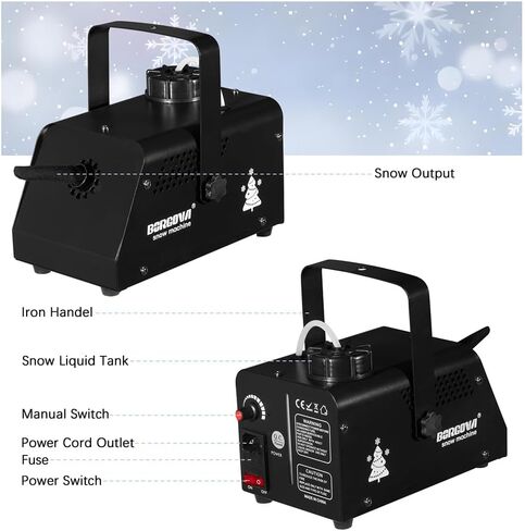 ماكينة ثلج احترافية مع جهاز تحكم عن بعد لاسلكي، معدن أسود، مخرج قابل للتعديل لعيد الميلاد، العروض المسرحية، الحفلات، حفلات الزفاف in Kuwait