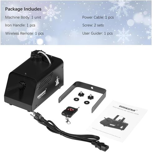 ماكينة ثلج احترافية مع جهاز تحكم عن بعد لاسلكي، معدن أسود، مخرج قابل للتعديل لعيد الميلاد، العروض المسرحية، الحفلات، حفلات الزفاف in Kuwait