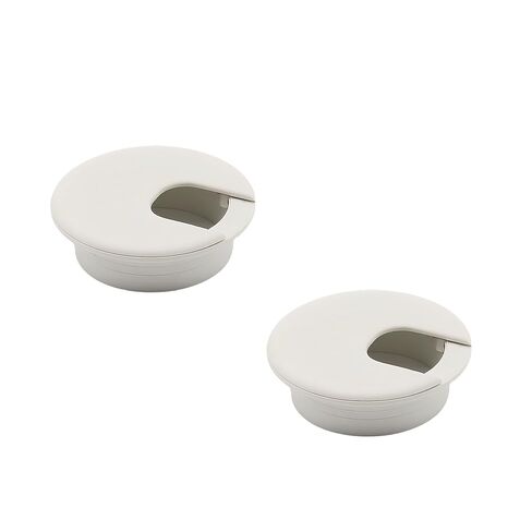 2 قطعة حلقات سلك مكتب 1-1/2 بوصة، غطاء فتحة مكتب من البلاستيك الأبيض سلك كابل جروميت منظم سلك سلك طاولة الكمبيوتر in Kuwait