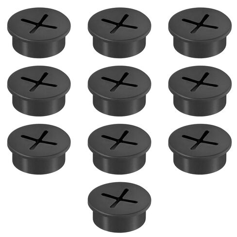 3/4" Black Desk Grommet, JTemgle Flexible Cable Grommet Cross Rubber Cable Hole Cover Wire Organizer Caps Desktop Cord Management for Home Office TV Stands Tabletops, 10 Pieces in Kuwait