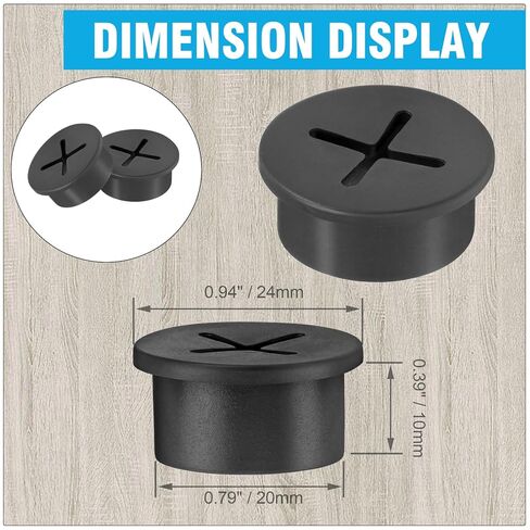 3/4" Black Desk Grommet, JTemgle Flexible Cable Grommet Cross Rubber Cable Hole Cover Wire Organizer Caps Desktop Cord Management for Home Office TV Stands Tabletops, 10 Pieces in Kuwait