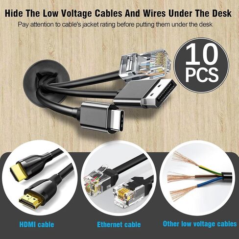 3/4" Black Desk Grommet, JTemgle Flexible Cable Grommet Cross Rubber Cable Hole Cover Wire Organizer Caps Desktop Cord Management for Home Office TV Stands Tabletops, 10 Pieces in Kuwait