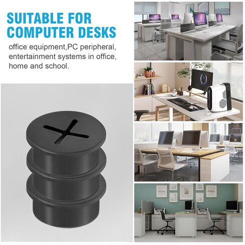 3/4" Black Desk Grommet, JTemgle Flexible Cable Grommet Cross Rubber Cable Hole Cover Wire Organizer Caps Desktop Cord Management for Home Office TV Stands Tabletops, 10 Pieces in Kuwait